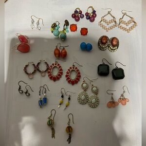 Elegant Multicolor Pierced Earring Bundle, 18 Pairs